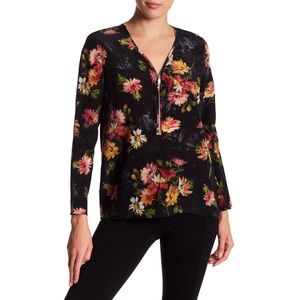 The Kooples | Dark Floral Firework Silk Blouse